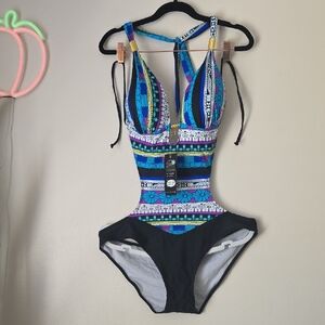Julla Swimwear Colorful Patterned One-Piece Swimsuit